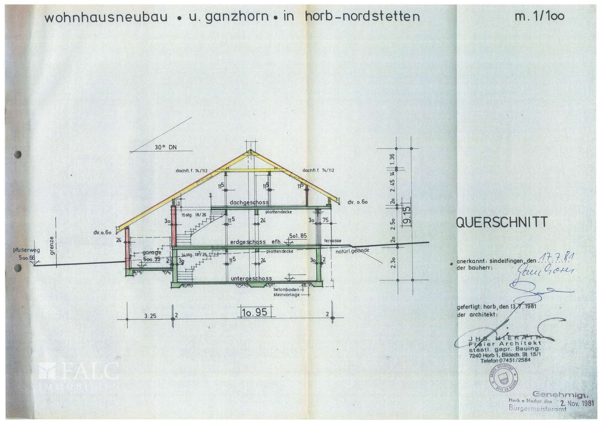 Querschnitt Baugesuich Pfuser Weg 2 